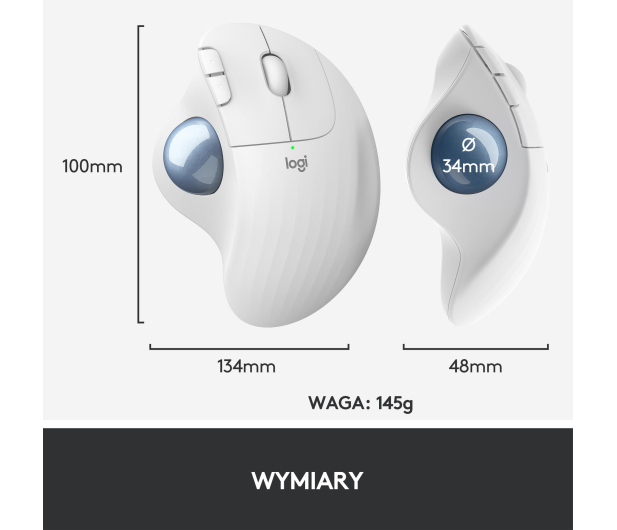 LOGITECH M575 Ergo Trackball biała 910-005870 - 631354 - zdjęcie 14